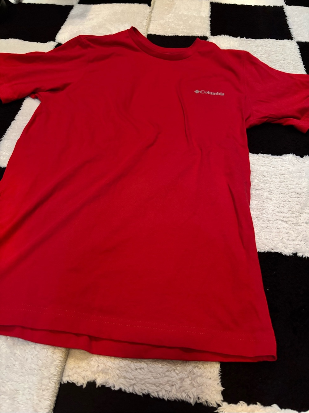 Columbia Red Crewneck Tee with Subtle Tag Branding